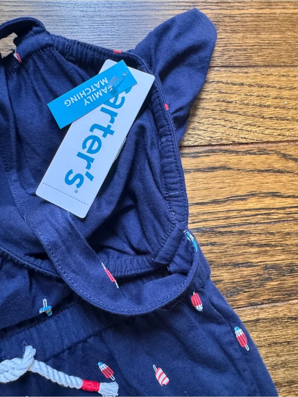Carter's Navy Popsicle Print Romper with Rope Drawstring